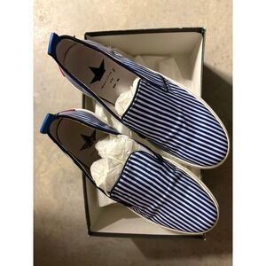Macchia J Navy Striped Slip‎ On Sneakers Red Star Mens Size 8 / 41